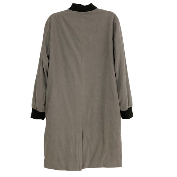 J.O.A. Chelsea Longline Bomber Jacket Size S Wool Lining Gray Asymmetrical Zip - Picture 3 of 10